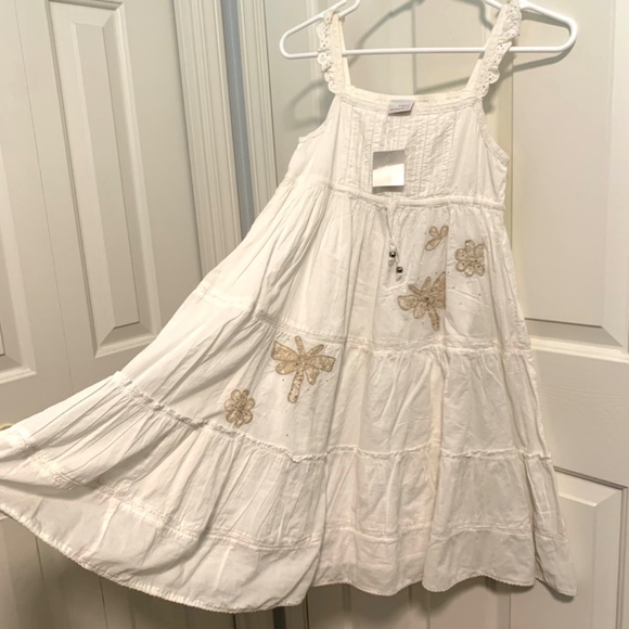 NEXT UK White Ruffled Dress with DragonFlys & Flowers Size 11 Years - Picture 5 of 7